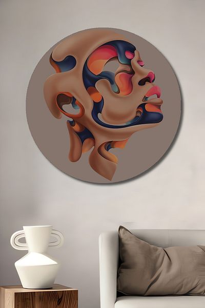 Teona Ahşap Față abstractă colorată decorativă din lemn MDF rotund pentru pictură de perete acasă, la locul de muncă