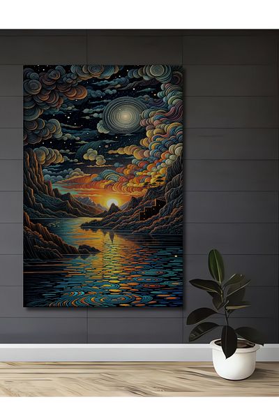 Teona Ahşap Decorativ din lemn MDF dreptunghiular cer magic pentru pictura de perete acasa, loc de munca