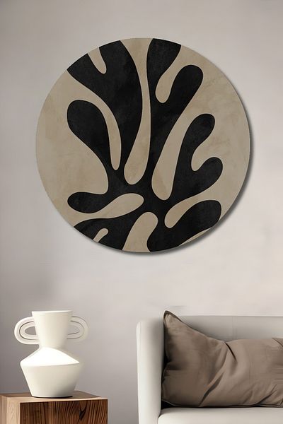 Teona Ahşap Casă rotundă din lemn MDF decorativ cu model organic, pictură murală la locul de muncă
