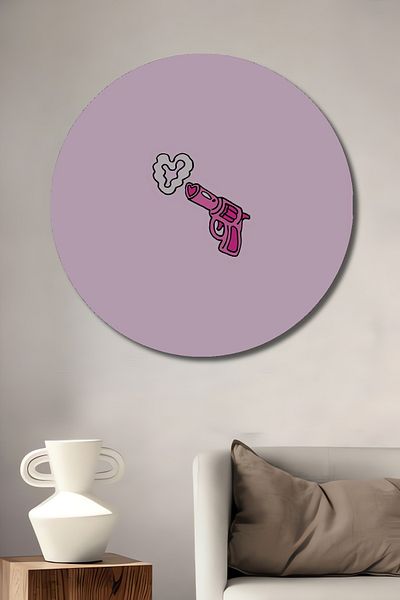 Teona Ahşap Pink Pistol Decorativ Lemn MDF Rotund Acasă, Locul de Muncă Pictură Perete
