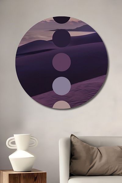 Teona Ahşap Purple Sand Hills Lemn MDF Rotund Decorativ Acasă, Locul de Muncă Pictură Murală
