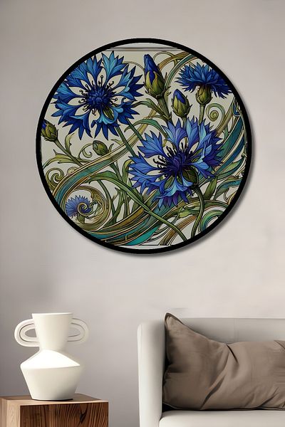 Teona Ahşap Flori Albastre Decorative Lemn MDF Rotund Casa, Locul de Muncă Pictură Perete