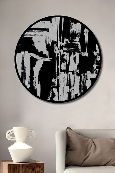 Teona Ahşap Abstracție Negru Alb Decorativ Lemn MDF Rotund Acasă, Locul de Muncă Pictură Perete