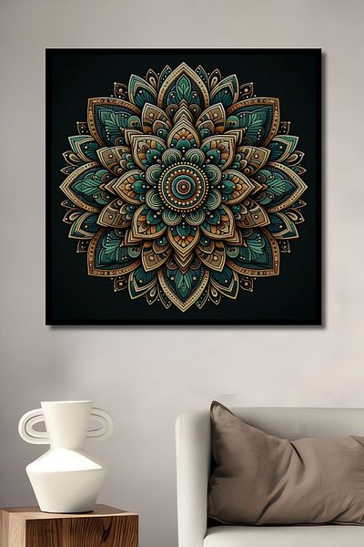 Teona Ahşap Mandala colorată din lemn MDF dreptunghiular decorativ pentru casă, loc de muncă pictură murală