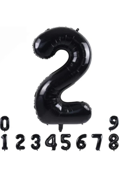 BALON DİYARI 2 yaş Siyah Folyo Balon 34 İnç (76-82 cm)