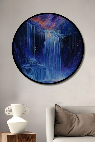 Teona Ahşap Cascada Sky Decorativă din lemn MDF rotund pentru casă, pictură murală la locul de muncă