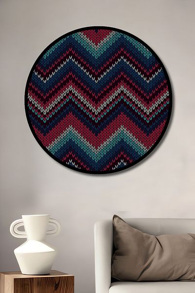 Teona Ahşap Model retro în zig-zag, lemn decorativ MDF, pictură rotundă pentru casă, loc de muncă