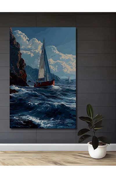 Teona Ahşap Blue Journey Lemn MDF Dreptunghi Decorativ Acasă, Locul de Muncă Pictură Perete