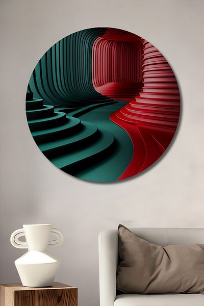 Teona Ahşap Colorat Geometric Lemn MDF Rotund Decorativ Acasă, Locul de Muncă Pictură Perete