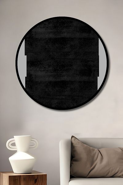 Teona Ahşap Negru Minimalist Lemn MDF Rotund Decorativ Acasă, Locul de Muncă Pictură Perete