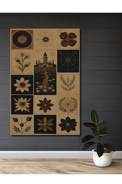 Teona Ahşap Casa dreptunghiulară din lemn MDF cu tematică natură, pictură murală la locul de muncă