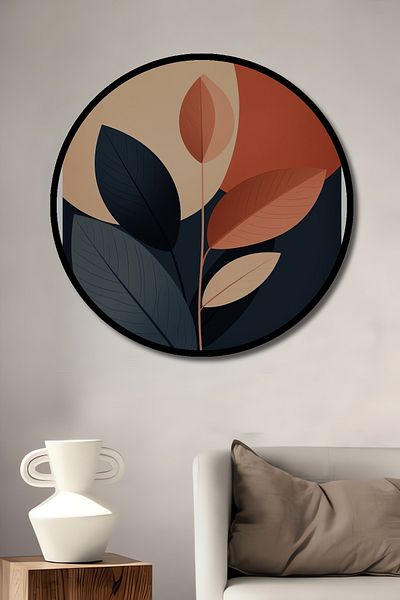Teona Ahşap Plantă abstractă Decorativă Lemn MDF Casă rotundă, Pictură murală la locul de muncă