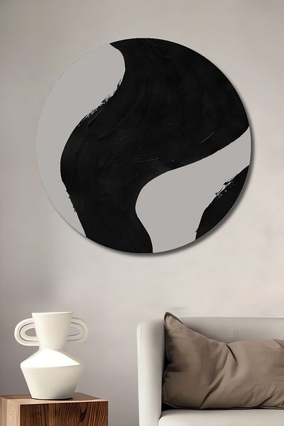 Teona Ahşap Acasă rotundă din lemn MDF decorativ ondulat abstract, pictură murală la locul de muncă