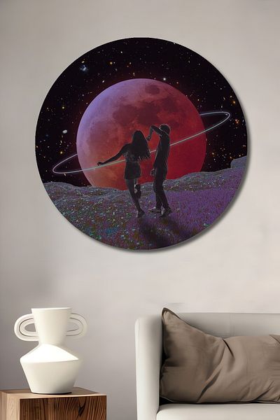 Teona Ahşap Dancing in the Moonlight Lemn MDF Rotund Decorativ Acasa, Locul de Muncă Pictură Murală