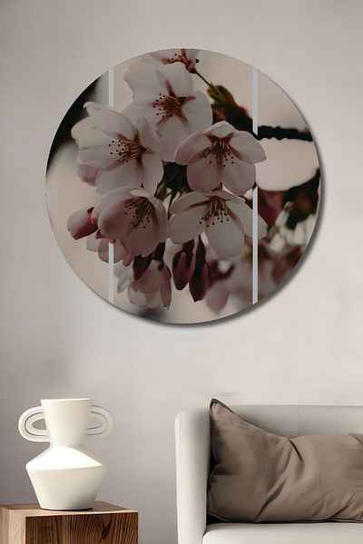 Teona Ahşap Sakura Flowers Decorativ Lemn MDF Rotund Casa, Locul de Muncă Pictură Perete