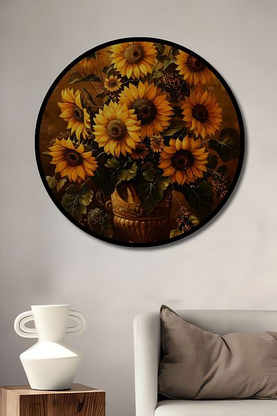 Teona Ahşap Flori ale soarelui Decorativ Lemn MDF Rotund Casa, Locul de Muncă Pictură Perete
