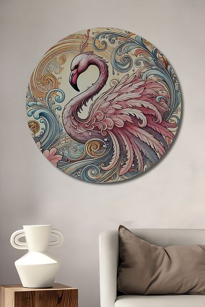 Teona Ahşap Colorat Decorativ Lemn MDF Rotund Flamingo Acasă, Locul de Muncă Pictură Perete