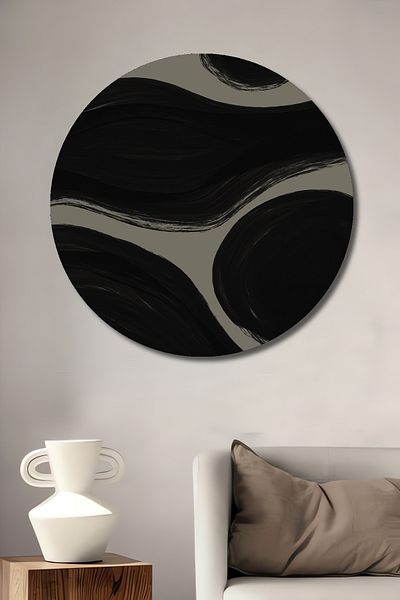 Teona Ahşap Model de val abstract din lemn MDF rotund decorativ pentru casa, locul de munca pictura pe perete