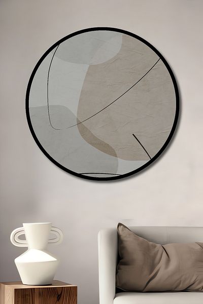 Teona Ahşap Minimalism abstract decorativ din lemn MDF rotund pentru pictură de perete acasă, la locul de muncă