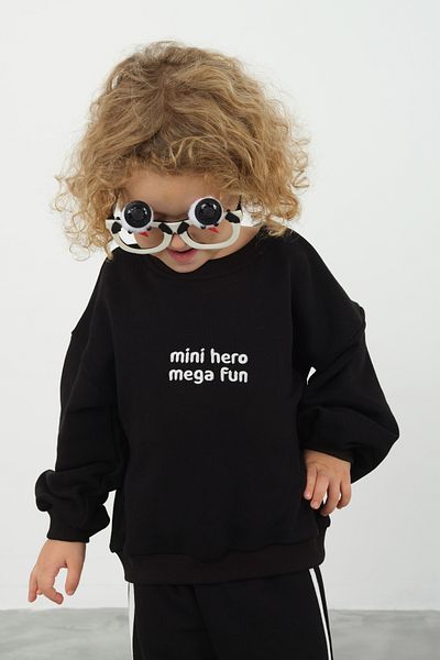 Mioma Kids Black Embroidered Sweatshirt