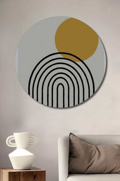 Teona Ahşap Nascer Sun Minimalist Lemn MDF Casă rotundă, pictură murală la locul de muncă
