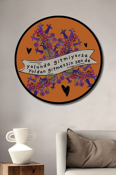 Teona Ahşap Dacă nu merge pe drum, pictură decorativă rotundă din lemn MDF pentru casă, loc de muncă