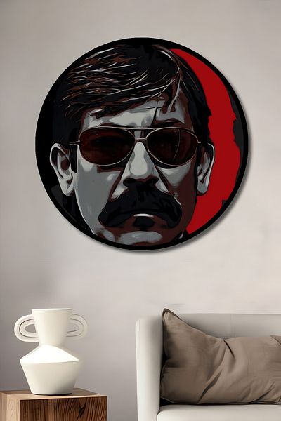 Teona Ahşap Black Humor Icon Decorativ Lemn MDF Rotund Casa, Locul de Muncă Pictură Perete