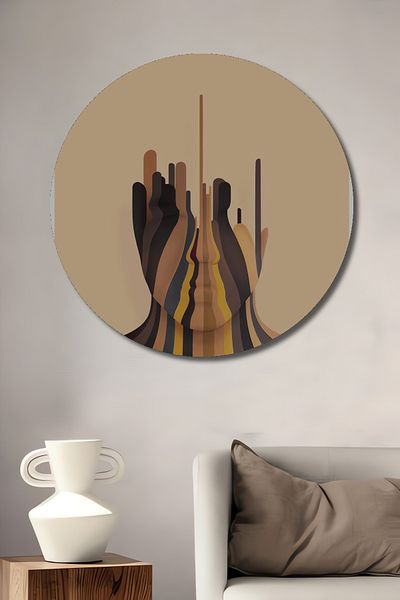 Teona Ahşap Mâini abstracte Geometrice Lemn MDF Rotund Acasă, Locul de muncă Pictură murală