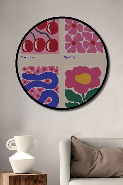 Teona Ahşap Cireș Șarpe Floare Decorativ Lemn MDF Rotund Acasă, Locul de Muncă Pictură Perete