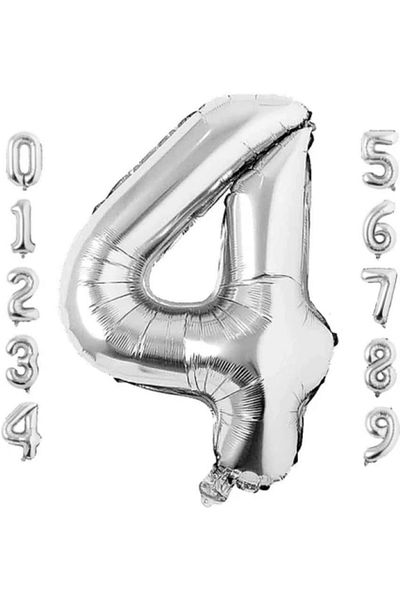 BALON DİYARI Silver Foil Balloon in All Numbers 34 Inch (76-82 cm)