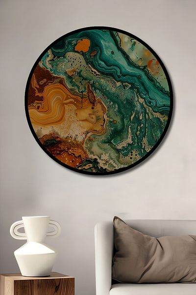 Teona Ahşap Acasă decorativă rotundă din lemn MDF abstract, pictură murală la locul de muncă