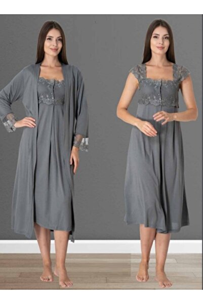 by İGP Set cămașă de noapte de maternitate pentru femei cu halat