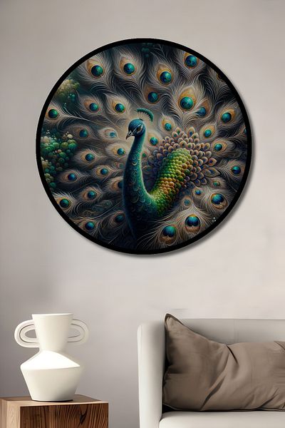 Teona Ahşap Peacock Majestic Lemn MDF Rotund Decorativ Acasă, Locul de Muncă Pictură Murală