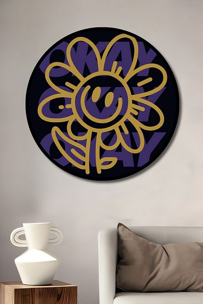 Teona Ahşap Floare Pozitivă Decorativă Lemn MDF Rotund Acasă, Locul de Muncă Pictură Perete