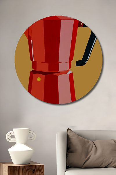 Teona Ahşap Oală roșie Moka Decorativă din lemn MDF rotundă pentru pictură murală acasă, la locul de muncă