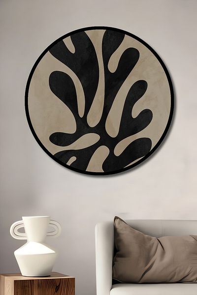 Teona Ahşap Casă rotundă din lemn MDF decorativ cu model organic, pictură murală la locul de muncă