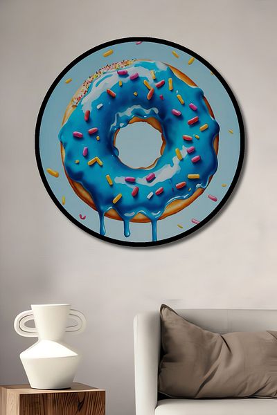 Teona Ahşap Donut Blue Sugar Decorativ Lemn MDF Rotund Acasă, Locul de Muncă Pictură Perete