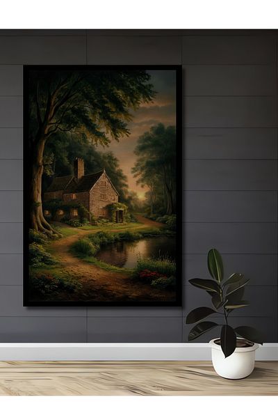 Teona Ahşap Calm Pond Side Lemn MDF Dreptunghi Decorativ Acasa, Locul de Muncă Pictură Perete