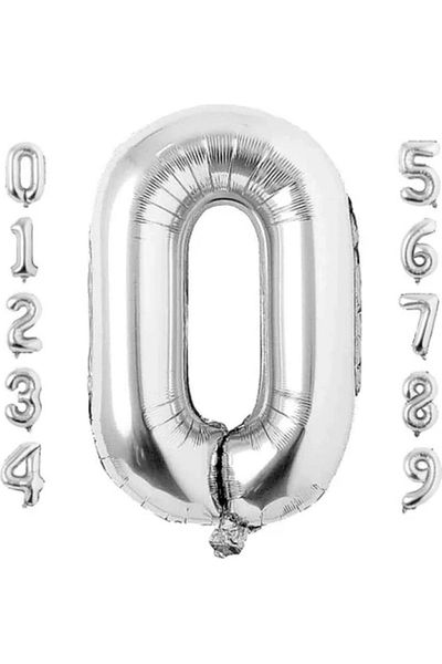 BALON DİYARI Silver Foil Balloon in All Numbers 34 Inch (76-82 cm)