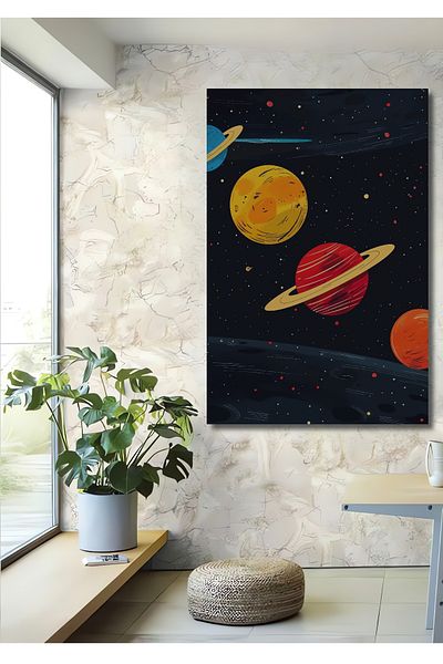 Teona Ahşap Planete Spațiu Lemn MDF Dreptunghi Decorativ Acasă, Locul de Muncă Pictură Perete