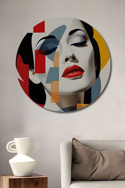Teona Ahşap Față modernă colorată decorativă din lemn MDF rotund pentru pictură de perete acasă, la locul de muncă