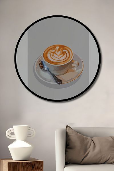 Teona Ahşap Cappuccino Art Lemn MDF Rotund Decorativ Acasă, Locul de Muncă Pictură Perete