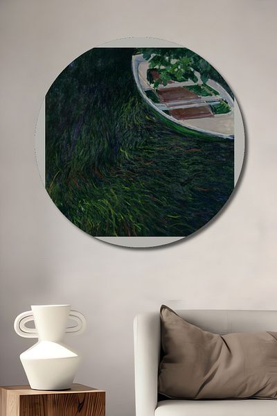 Teona Ahşap Monet La Barque Decorativ Lemn MDF Casă Rotundă, Pictură Perete Loc de Muncă