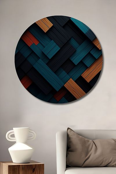 Teona Ahşap Colorat Geometric Lemn MDF Rotund Decorativ Acasă, Locul de Muncă Pictură Perete
