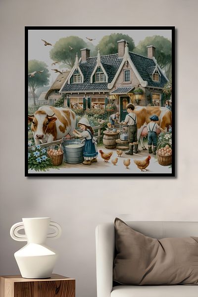 Teona Ahşap Village Life Lemn MDF Dreptunghi Decorativ Casa, Locul de Muncă Pictură Perete