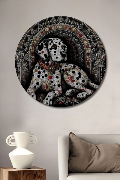 Teona Ahşap Decorativ din lemn MDF rotund pentru casă, loc de muncă pictură murală artă dalmată
