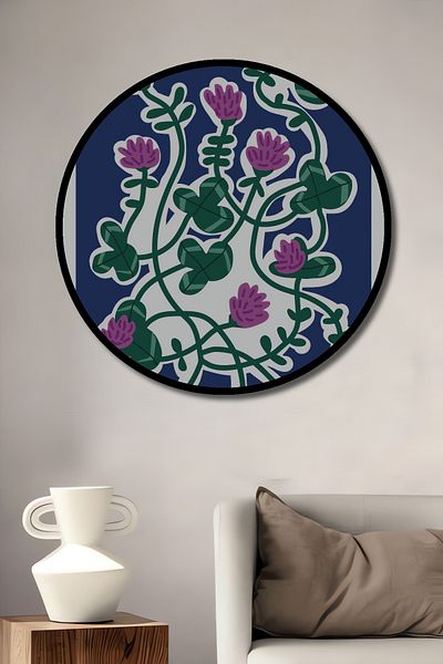 Teona Ahşap Purple Clover Elegance Decorativ Lemn MDF Rotund Acasă, Locul de Muncă Pictură Perete