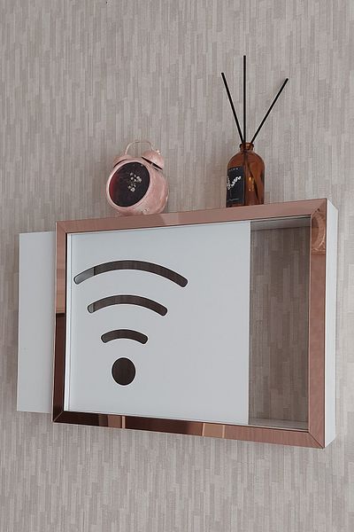 HKM Ticaret Wall Hangable Fuse and Modem/Wifi Storage Box with Wifi Emblem