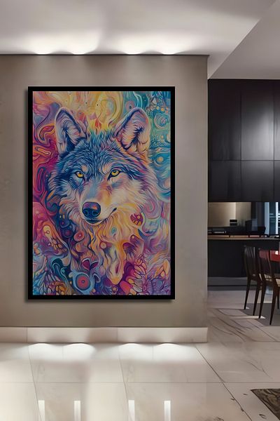 Teona Ahşap Lup colorat decorativ din lemn MDF dreptunghiular pentru casa, locul de munca pictura pe perete
