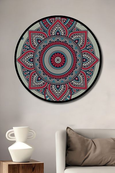 Teona Ahşap MDF din lemn decorativ cu model Mandala, pictură rotundă pentru locuință, loc de muncă